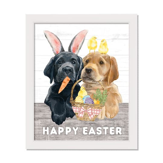 Happy Easter Puppy Friends 16&#x22; x 20&#x22; White Framed Print Under Plexiglass